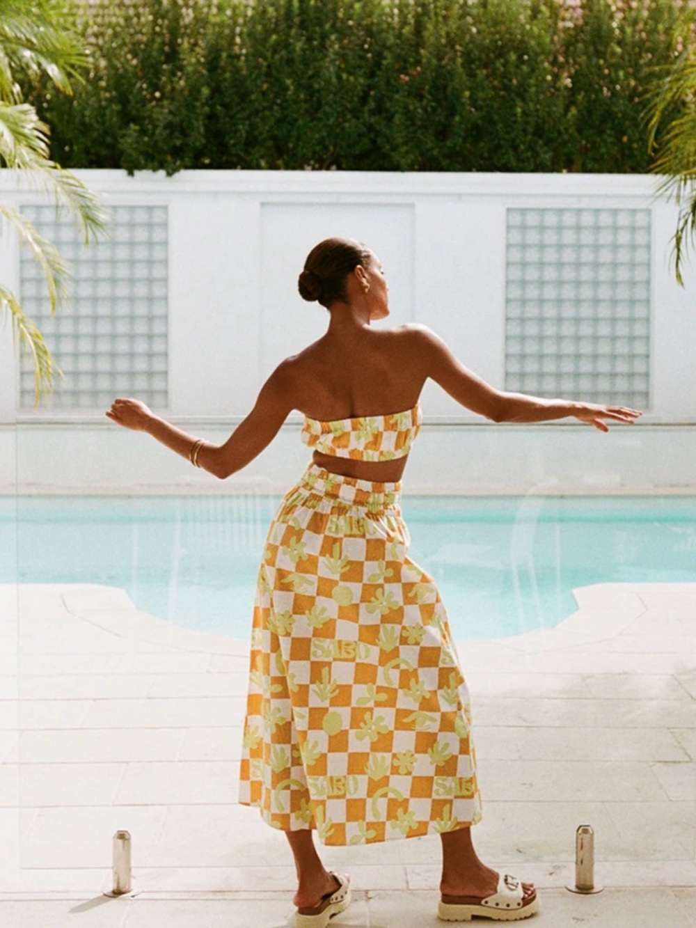 NWT SABO Checkerboard Print Cooper Midi Skirt & Crop Set Size S - Picture 6 of 10